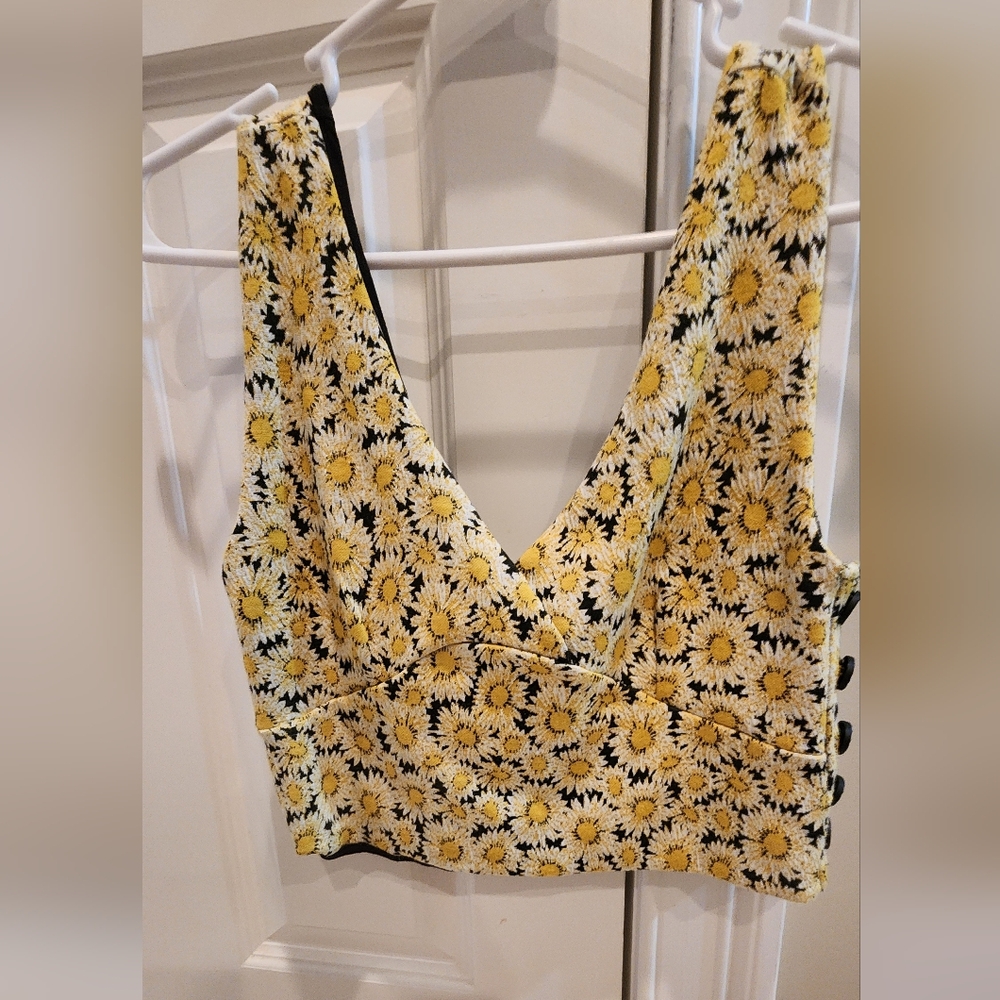 MAEVE (ANTHROPOLOGIE) SUNFLOWER CROPPED TOP